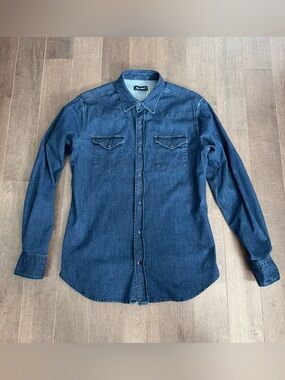 Re-Hash Men Jeans Dark Indigo Denim Western Shirt “Tex” size Large